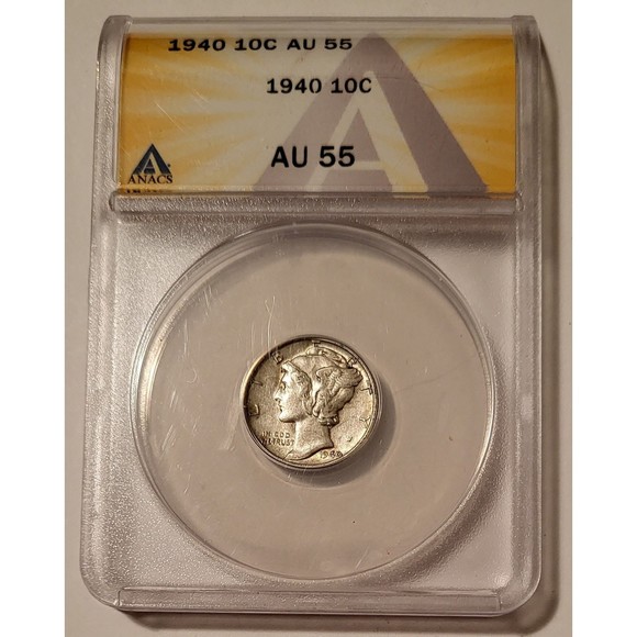 1940 Mercury Dime AU55 ANACS - Picture 1 of 2
